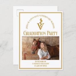 Chic Gold Veterinaire School Afstudeerfeest Uitnodiging Briefkaart