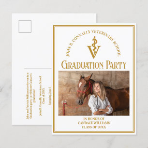Chic Gold Veterinaire School Afstudeerfeest Uitnodiging Briefkaart