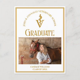 Chic Gold Veterinaire School Foto Afstuderen Aankondigingskaart