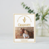 Chic Gold Veterinaire School Foto Afstuderen Aankondigingskaart (Staand voorkant)