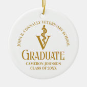 Chic Gold Veterinaire School Foto Afstuderen Keramisch Ornament (Voorkant)