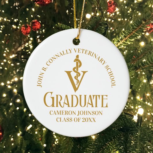 Chic Gold Veterinaire School Foto Afstuderen Keramisch Ornament
