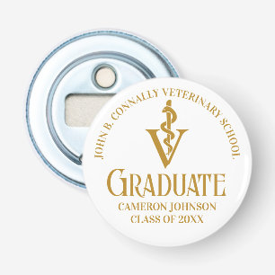 Chic Gold Veterinaire School Graduation Party Button Flesopener