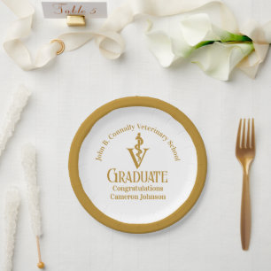 Chic Gold Veterinaire School Graduation Party Papieren Bordje