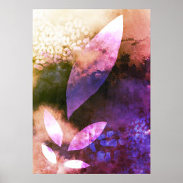 Chic Gold Violet Roos laat Abstract schilderen ach Poster
