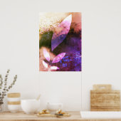 Chic Gold Violet Roos laat Abstract schilderen ach Poster (Keuken)