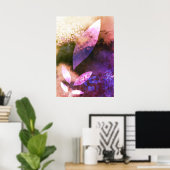Chic Gold Violet Roos laat Abstract schilderen ach Poster (Thuiskantoor)