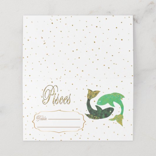 Chic Gold Vissen Zodiac Verjaardag Plaatskaartje (Buitenkant ongevouwen)