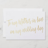Chic Gold: "Voor mijn schoonmoeder op mijn trouwda Kaart (Voorkant)
