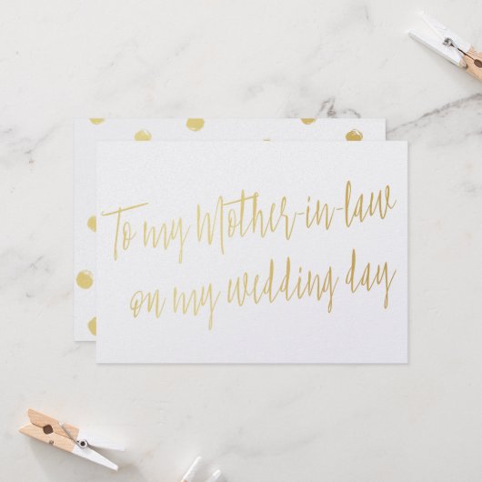 Chic Gold: "Voor mijn schoonmoeder op mijn trouwda Kaart (Voorkant / Achterkant in situ)