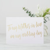 Chic Gold: "Voor mijn schoonmoeder op mijn trouwda Kaart (Staand voorkant)