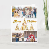 Chic Gold Vrolijke Kerstbomen Fotocollage Feestdagen Kaart (Voorkant)