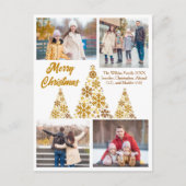 Chic Gold Vrolijke Kerstbomen Fotocollage Feestdagenkaart (Voorkant)