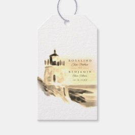 Chic Gold Waterverf Lighthouse Script Wedding Cadeaulabel