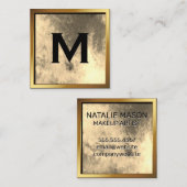 Chic Gold-Waterverf met monogram Vierkante Visitekaartje (Voorkant / Achterkant)