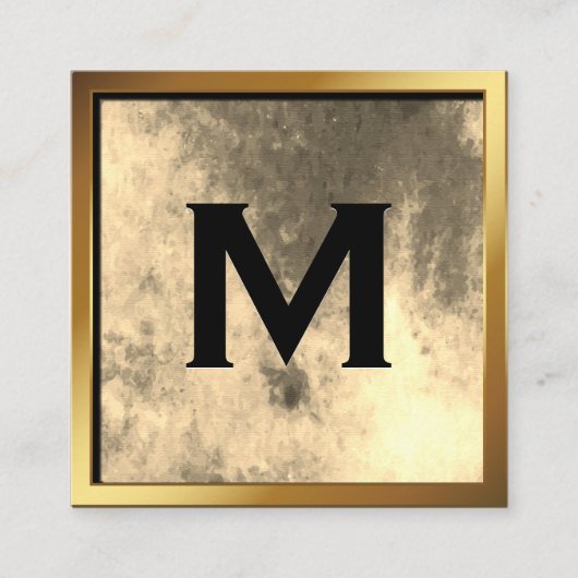 Chic Gold-Waterverf met monogram Vierkante Visitekaartje (Voorkant)