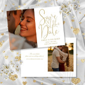 Chic Gold Wedding 2 Foto Elegant Script Save The Date