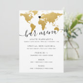 Chic Gold-Wereldkaart met optionele hartenmenukaar Menu (Staand voorkant)