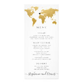 Chic Gold-Wereldkaart met optionele hartenmenukaar Reclamekaart (Voorkant)