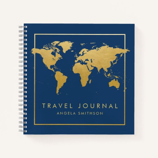 Chic Gold Wereldkaart Travel Journal-laptop Notitieboek (Voorkant)