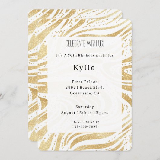 Chic Gold wervelt verjaardag Kaart (Voorkant / Achterkant)