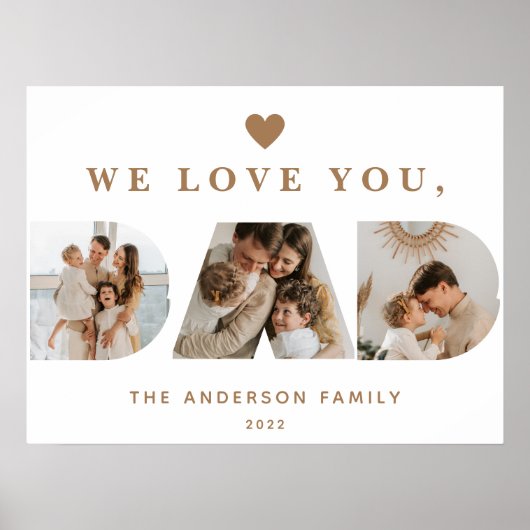 Chic Gold White Aangepast Drie Pap Script-foto's Poster (Voorkant)