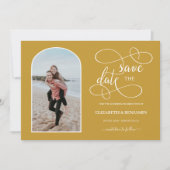 Chic Gold White Arched Lijst Photo Save the Date (Voorkant)