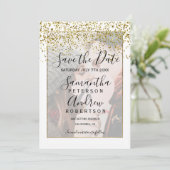 Chic gold white, behalve date foto bruiloft save the date (Staand voorkant)