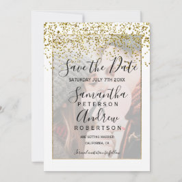Chic gold white, behalve date foto bruiloft save the date