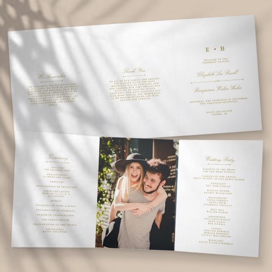 Chic Gold & White bruiloft Drieluik Programma