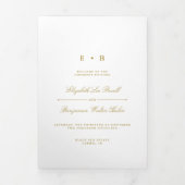 Chic Gold & White bruiloft Drieluik Programma (Cover)