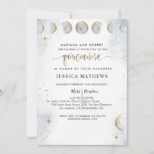 Chic Gold, White en Silver Celestial Quinceañera Kaart (Voorkant)