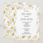 Chic Gold White Flowers Bridal Shower Kaart (Voorkant / Achterkant)