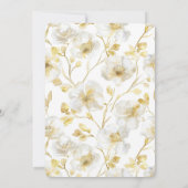Chic Gold White Flowers Bridal Shower Kaart (Achterkant)