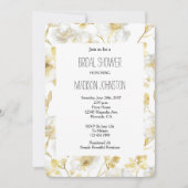 Chic Gold White Flowers Bridal Shower Kaart (Voorkant)