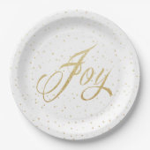 Chic Gold & White Joy Sparkles Kerstfeestdag Papieren Bordje (Voorkant)