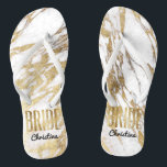 Chic Gold White Marble Bride Wedding Bachelorette Teenslippers<br><div class="desc">Elegant,  chic en modern faux bedrukt goud en witte marmer patronen,  Bride keepomwille teenslippers. Dit klassiek en gesofisticeerd ontwerp is perfect voor de klas,  de trendy en de stijlvolle bride. Draag ze naar je vrijgezellenfeest of een pre-bruiloft evenement. Al fotoafdrukontwerp.</div>