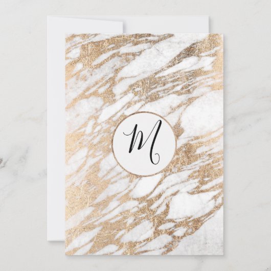 Chic Gold White Modern Marble Afstuderen Kaart (Achterkant)