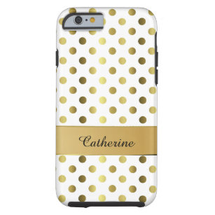 Chic Gold & White Polka Dot iPhone 6 hoesje