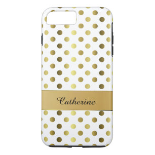Chic Gold & White Polka Dot iPhone 7 Plus hoesje
