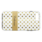 Chic Gold & White Polka Dot iPhone 7 Plus hoesje (Achterkant (Horizontaal))