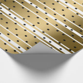 Chic Gold & White Stripes met zwarte poolpunten Cadeaupapier (Hoek)