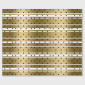Chic Gold & White Stripes met zwarte poolpunten Cadeaupapier (Vlak)