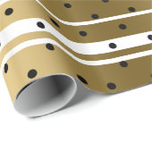 Chic Gold & White Stripes met zwarte poolpunten Cadeaupapier (Rol Hoek)