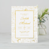 Chic Gold White Wedding Folie Uitnodiging (Staand Voorkant)