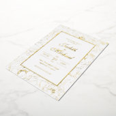 Chic Gold White Wedding Folie Uitnodiging (Gedraaid)