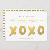 Chic Gold | XOXO Simple Modern Save the Date (Voorkant / Achterkant)