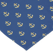 Chic Gold Yellow Anchor Pattern op Dark Navy Blue Korte Tafelloper (Hoek)