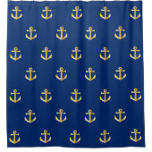 Chic Gold Yellow Colour Nautical Anchors Patroon Douchegordijn (Voorkant)