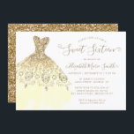 Chic Gold Yellow Glitter Dress Sweet 16th Birthday Kaart<br><div class="desc">Klassieke Gele Gele Faux Gold Glitter Sparkle Dress Sweet 16th Birthday Invitation</div>